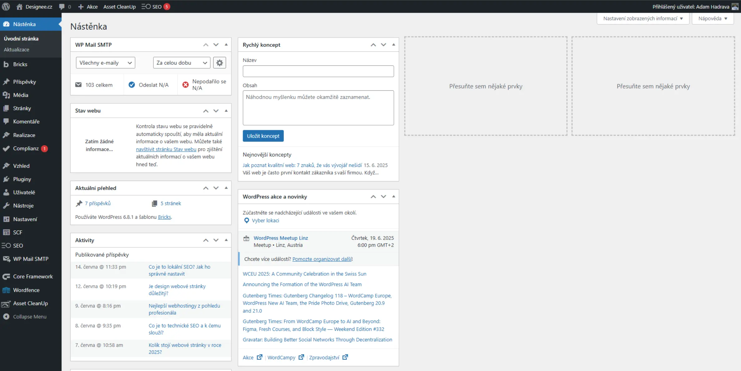 Wordpress rozhraní